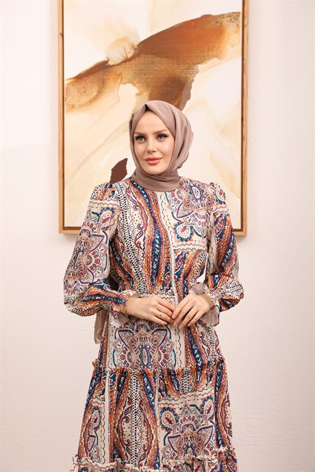 tesettür desenli elbise