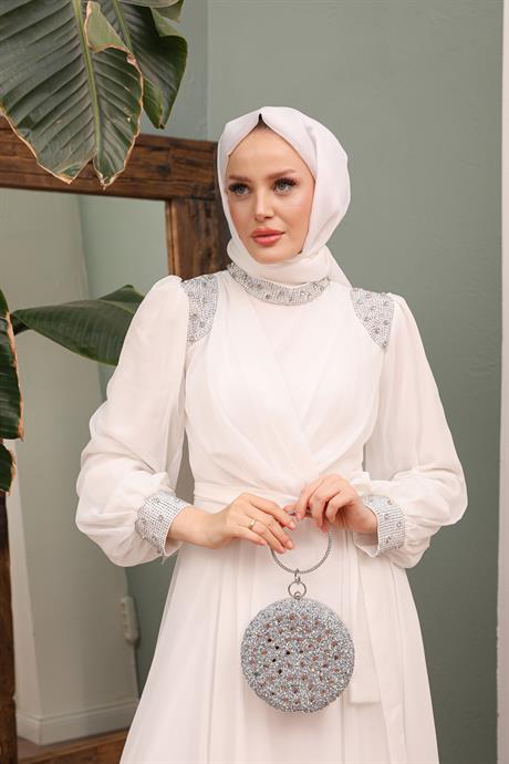 beyaz tesettür elbise