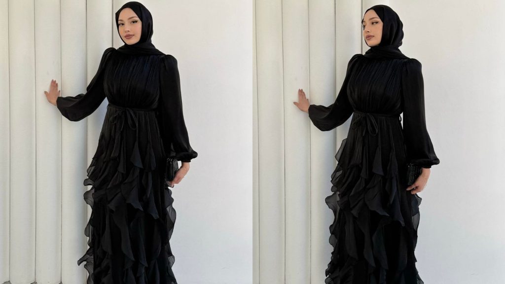 Siyah Tesettür Abiye ile Zarif Görünüm